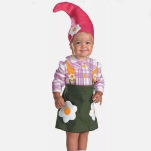 Too Cute to Spook Brand Flower Garden Gnome Elf Costume Girl's size 2T-3T Pink